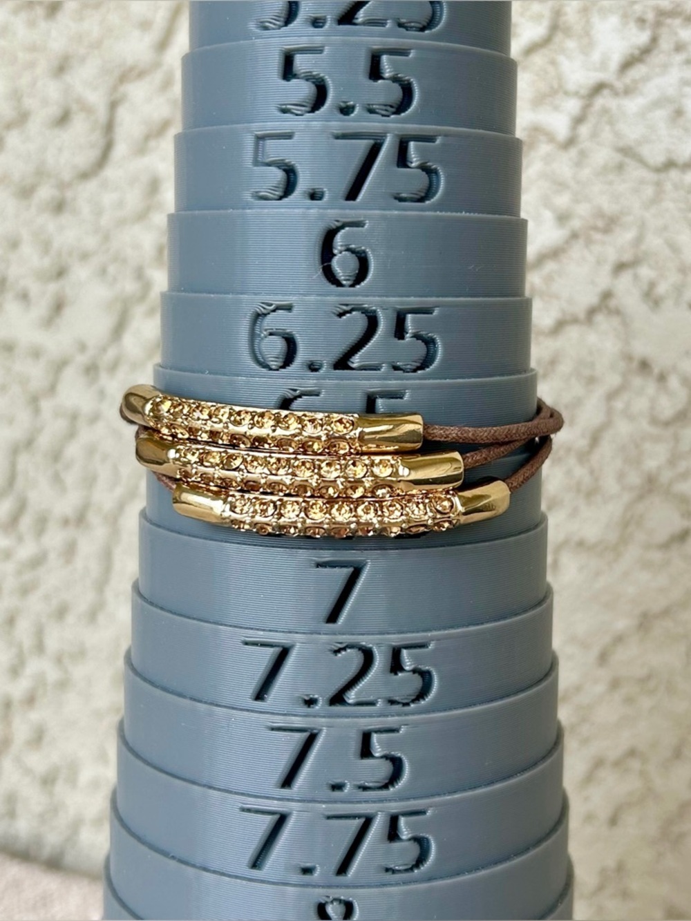 Chico’s Boho Brown Corded Multi-Strand Bracelet with Gold Crystal Bars